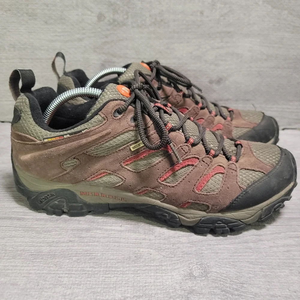 Merrell Moab Waterproof Hiking Shoes Mens 12 Espresso Brown Suede Vibram Trail